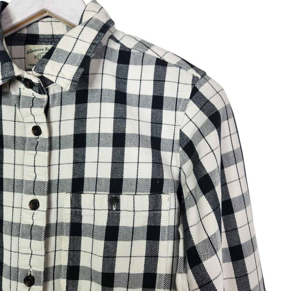 FILSON Alaskan Guide Shirt Womens Medium Cream Black Plaid Flannel Button Front - Picture 4 of 12
